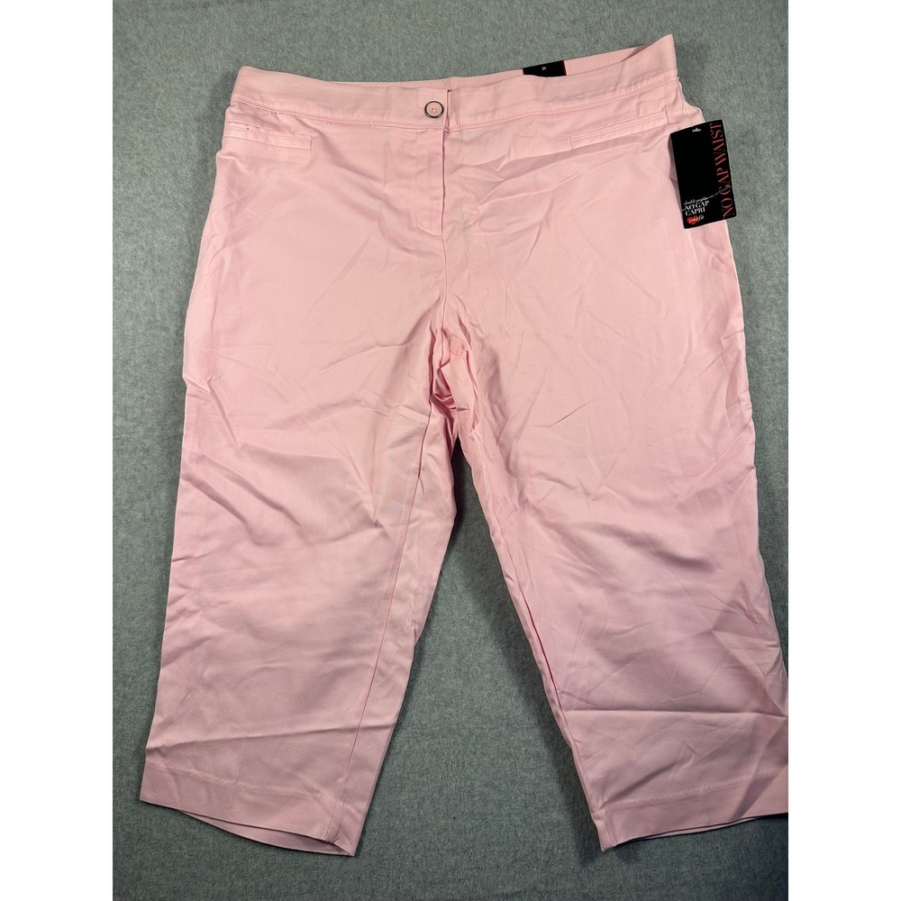 Avenue Womens Pink No Gap Waist Capri Pants  20W Stretch Cropped Trousers